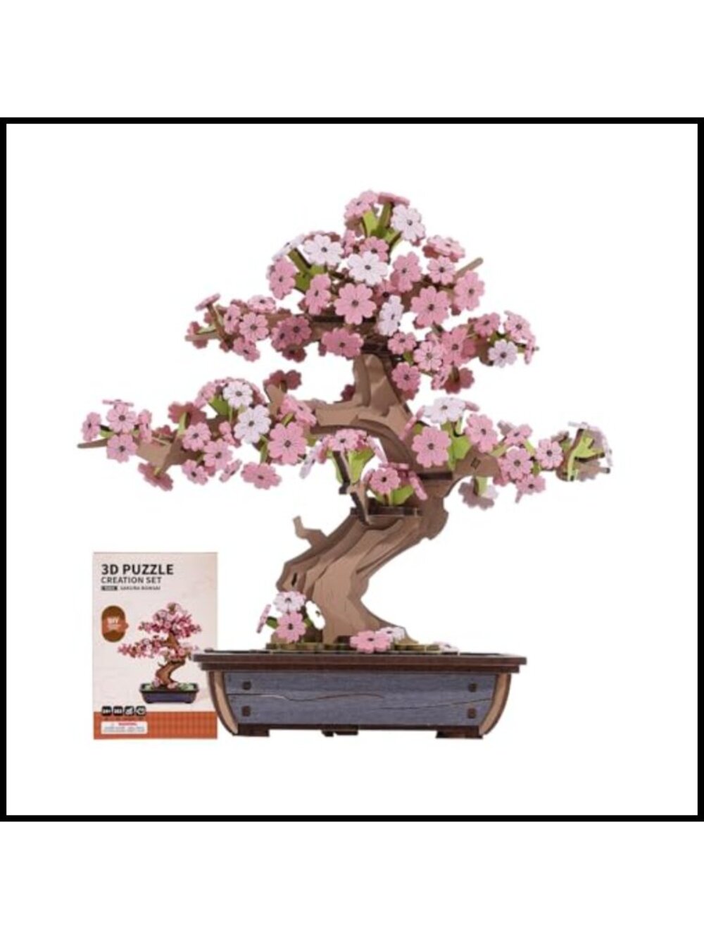 3D Wooden Puzzle Cherry Blossom Bonsai Tree DIY Craft Kit Gift for Adults